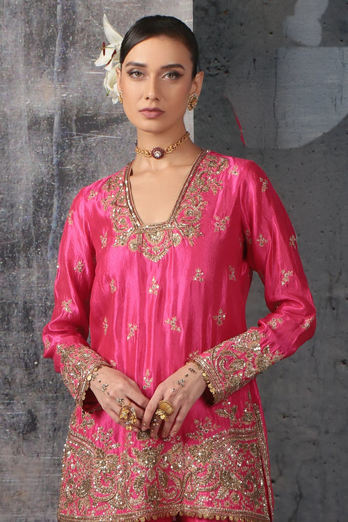 Zar Rang Pink Buti Sharara Set