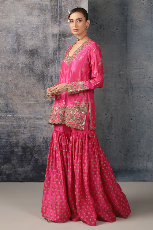 Zar Rang Pink Buti Sharara Set