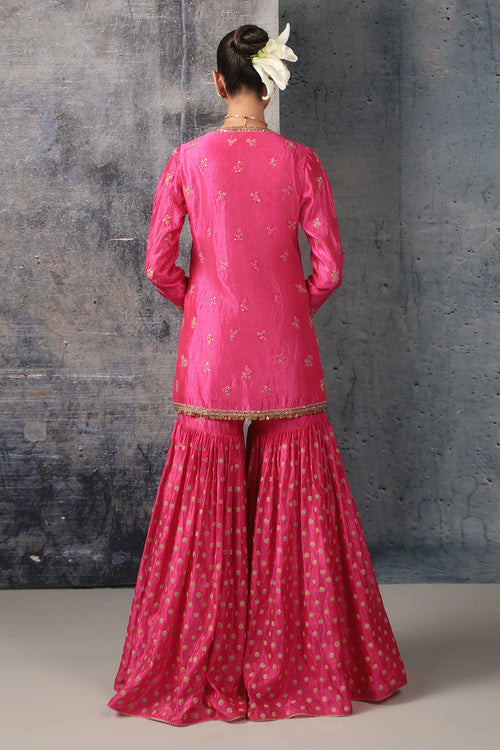 Zar Rang Pink Buti Sharara Set