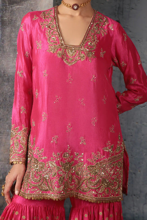 Zar Rang Pink Buti Sharara Set