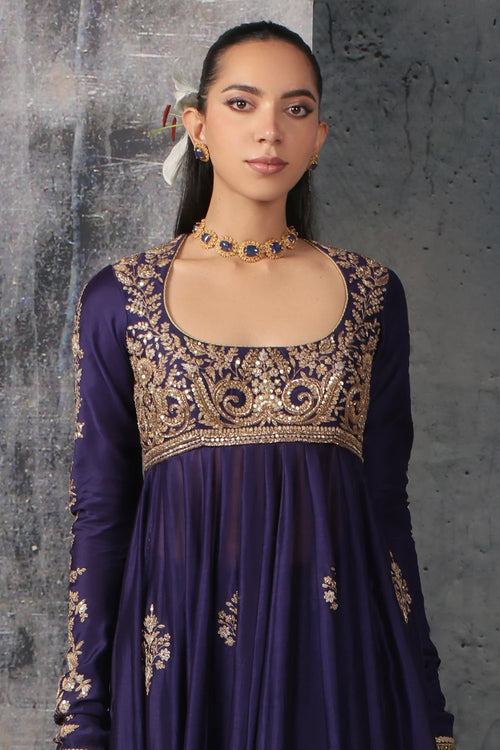 Zar Rang Purple Kalidaar Set