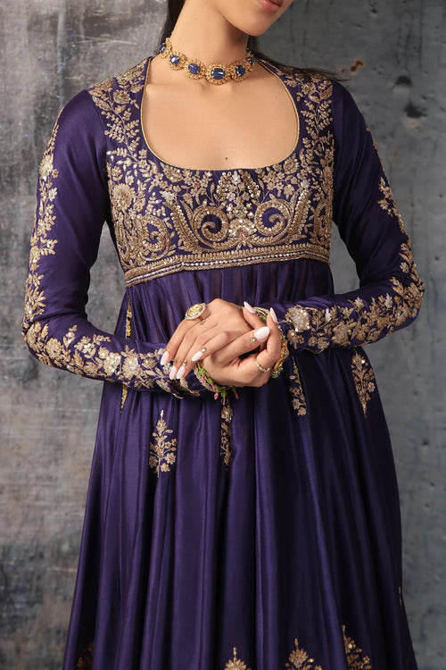 Zar Rang Purple Kalidaar Set