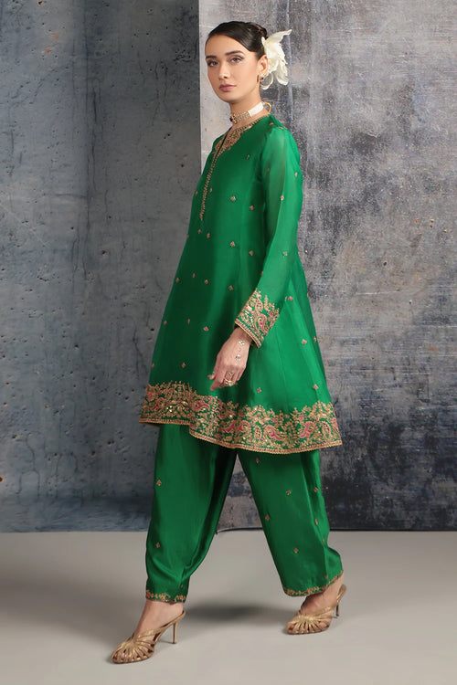 Zar Rang Green Short Pheran Kurta Set