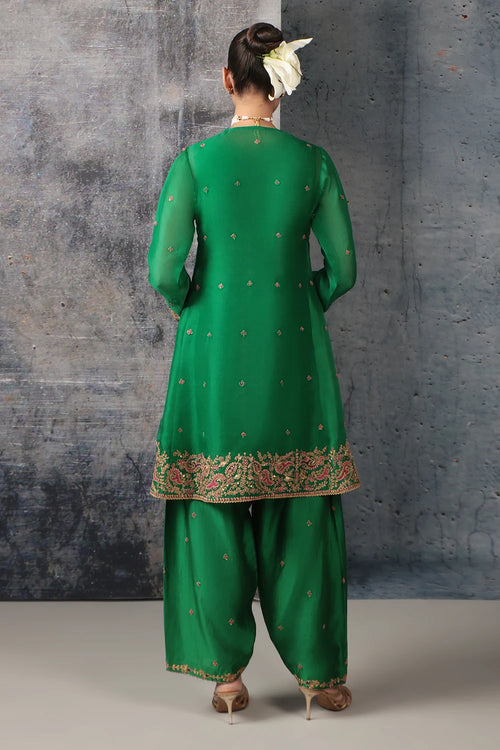 Zar Rang Green Short Pheran Kurta Set