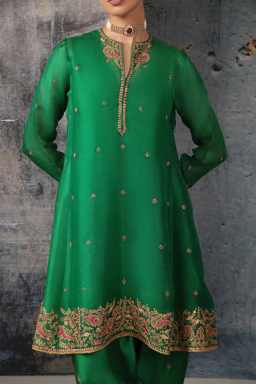 Zar Rang Green Short Pheran Kurta Set