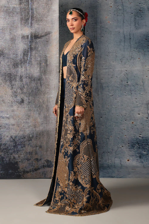 Zar Rang Blue Long Jacket Set