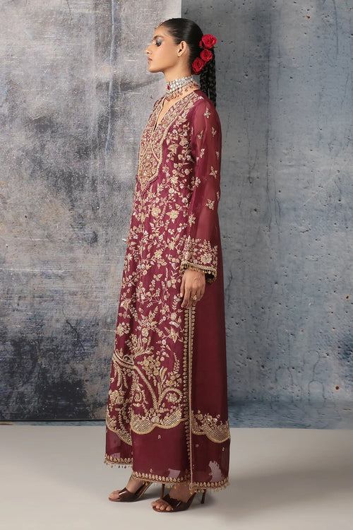 Zar Rang Wine Long Jaal Kurta Set