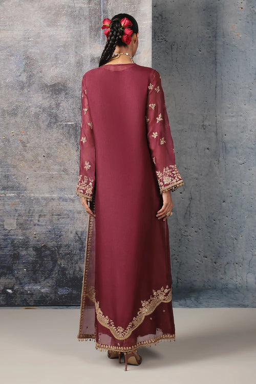 Zar Rang Wine Long Jaal Kurta Set