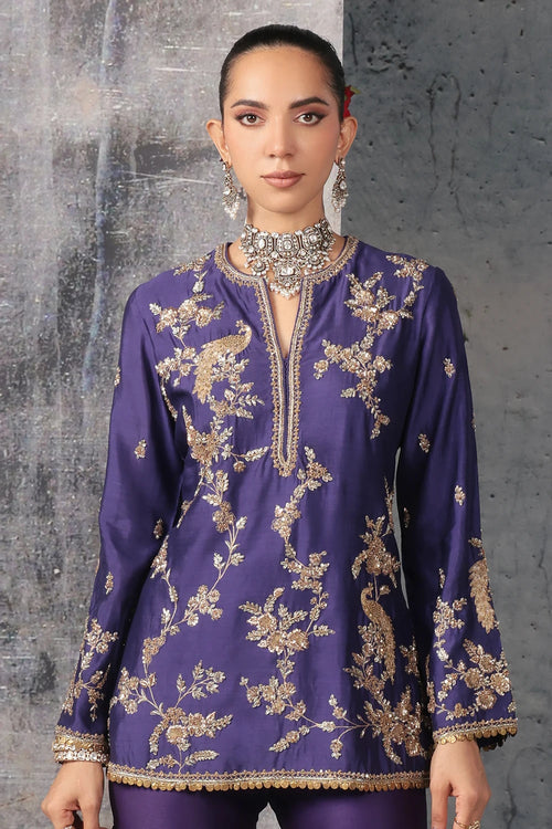 Zar Rang Purple Jaal Sharara Set