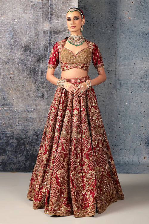 Zar Rang Maroon Heavy Jaal Lehenga Set