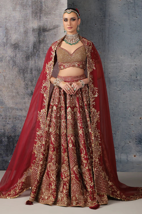 Zar Rang Maroon Heavy Jaal Lehenga Set