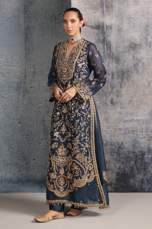 Zar Rang Blue Long Jaal Kurta Set