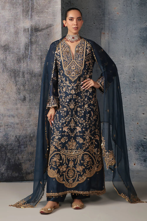 Zar Rang Blue Long Jaal Kurta Set