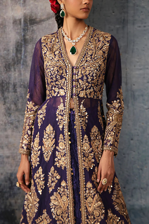 Zar Rang Purple Jacket Lehenga Set