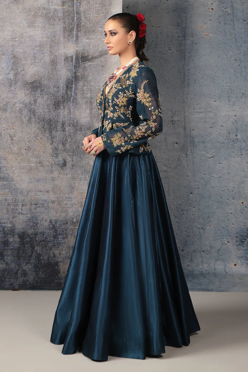 Zeh Rang Blue Peplum Lehenga Set