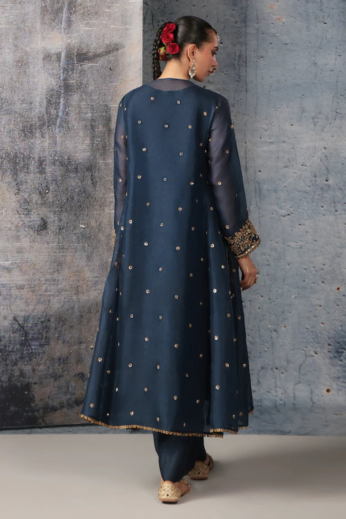 Zar Rang Blue Long Pheran Kurta Set