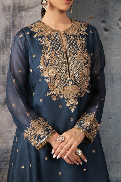 Zar Rang Blue Long Pheran Kurta Set