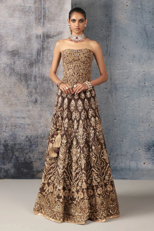 Zar Rang Brown Corset Lehenga Set