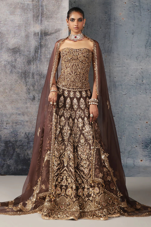 Zar Rang Brown Corset Lehenga Set