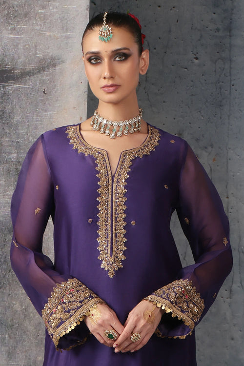 Zar Rang Purple Straight Long Kurta Set
