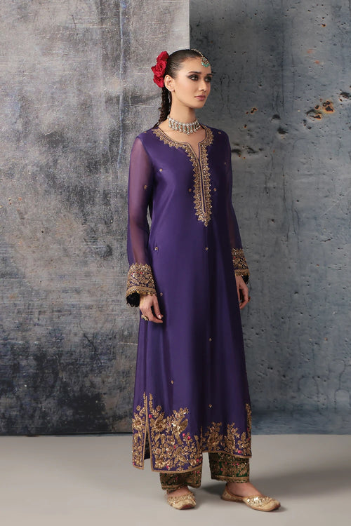 Zar Rang Purple Straight Long Kurta Set