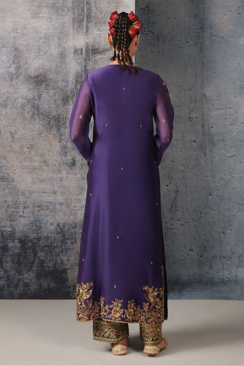 Zar Rang Purple Straight Long Kurta Set