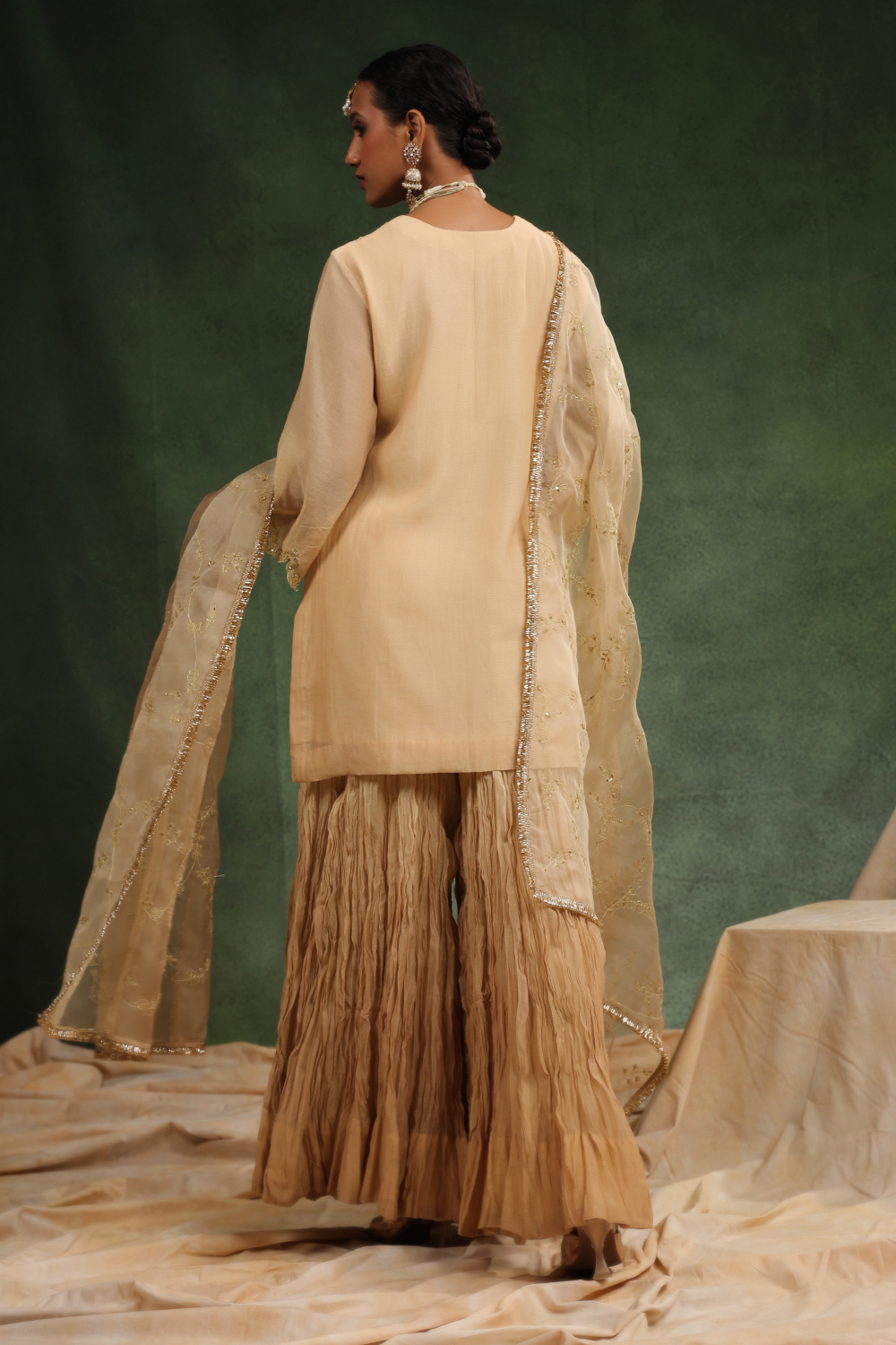 Nude Romance Beige Ombre Sharara Set