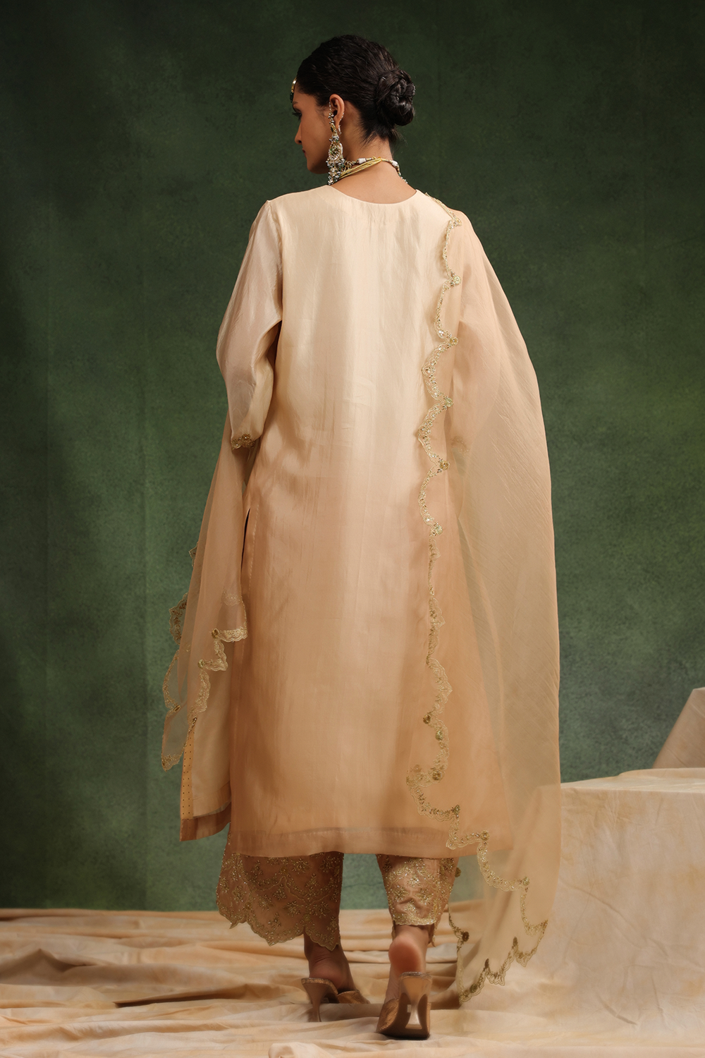 Mocha Beige Ombre Kurta Set