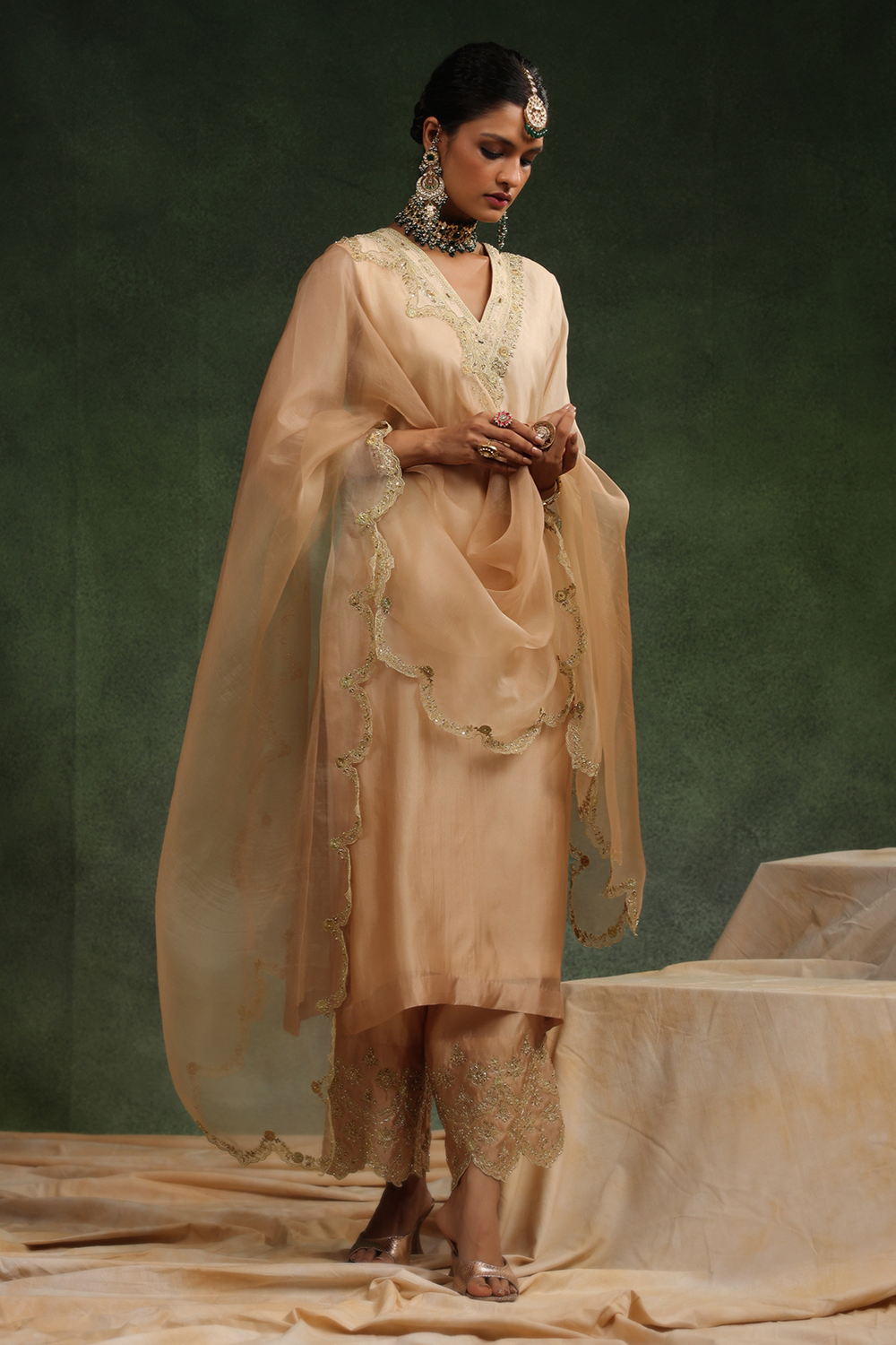 Mocha Beige Ombre Kurta Set