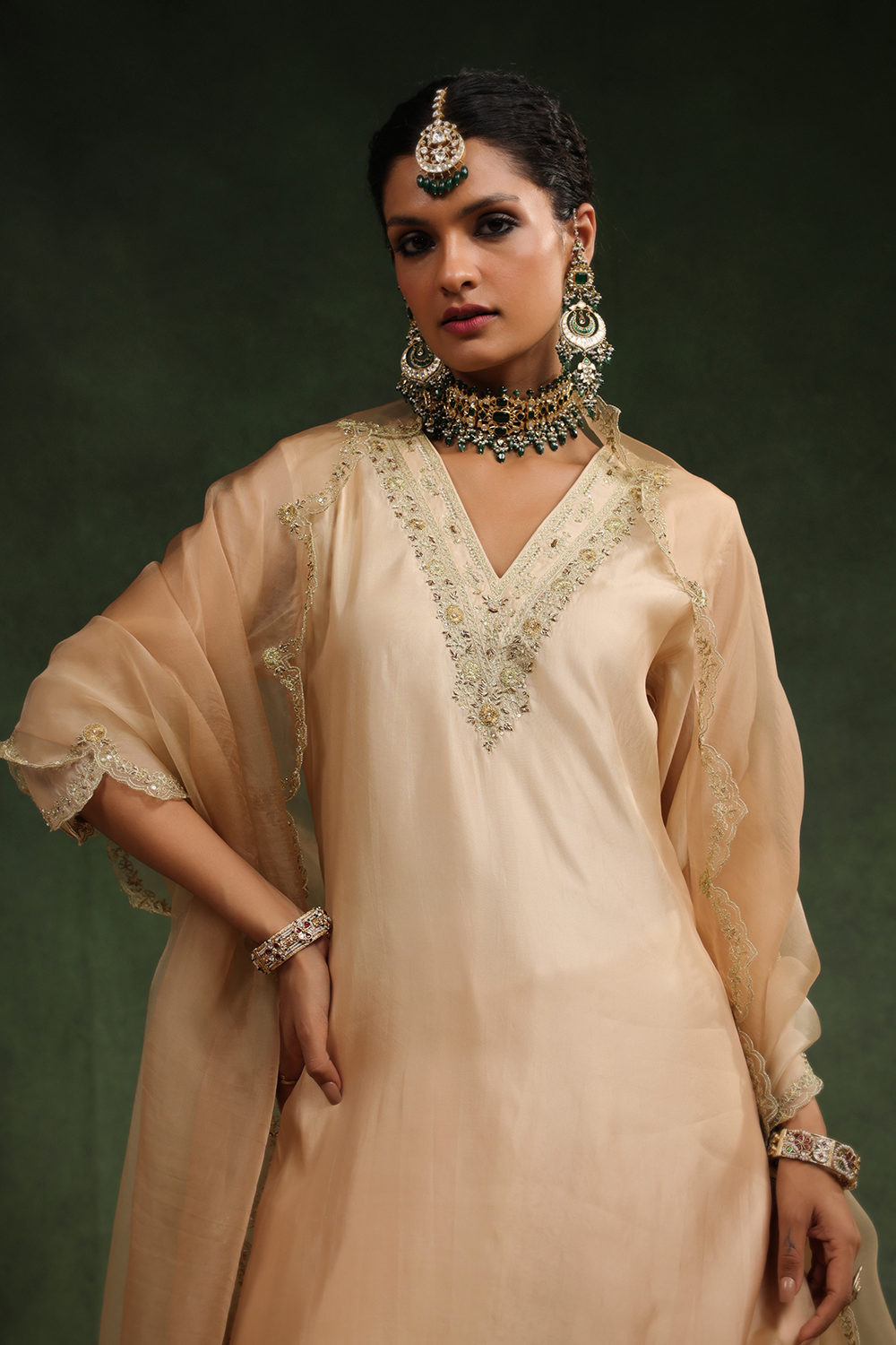 Mocha Beige Ombre Kurta Set