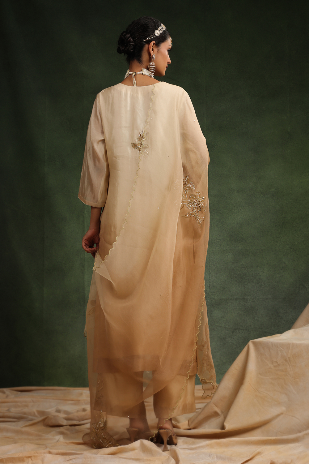 Impulsive Beige Ombre Kurta Set