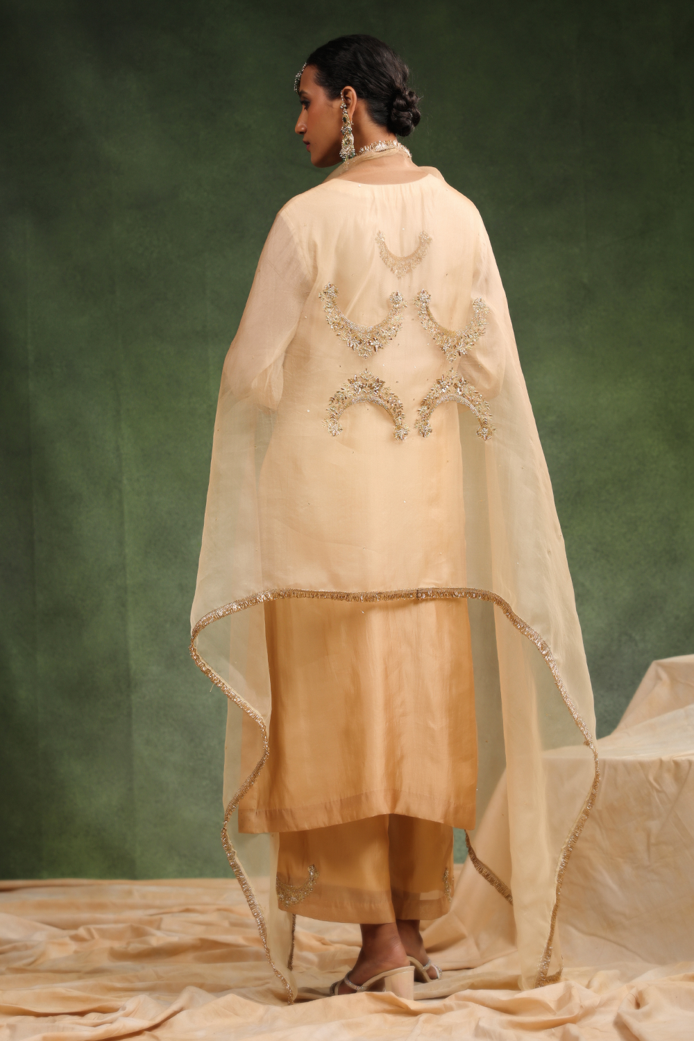 Poncy Beige Ombre Kurta Set