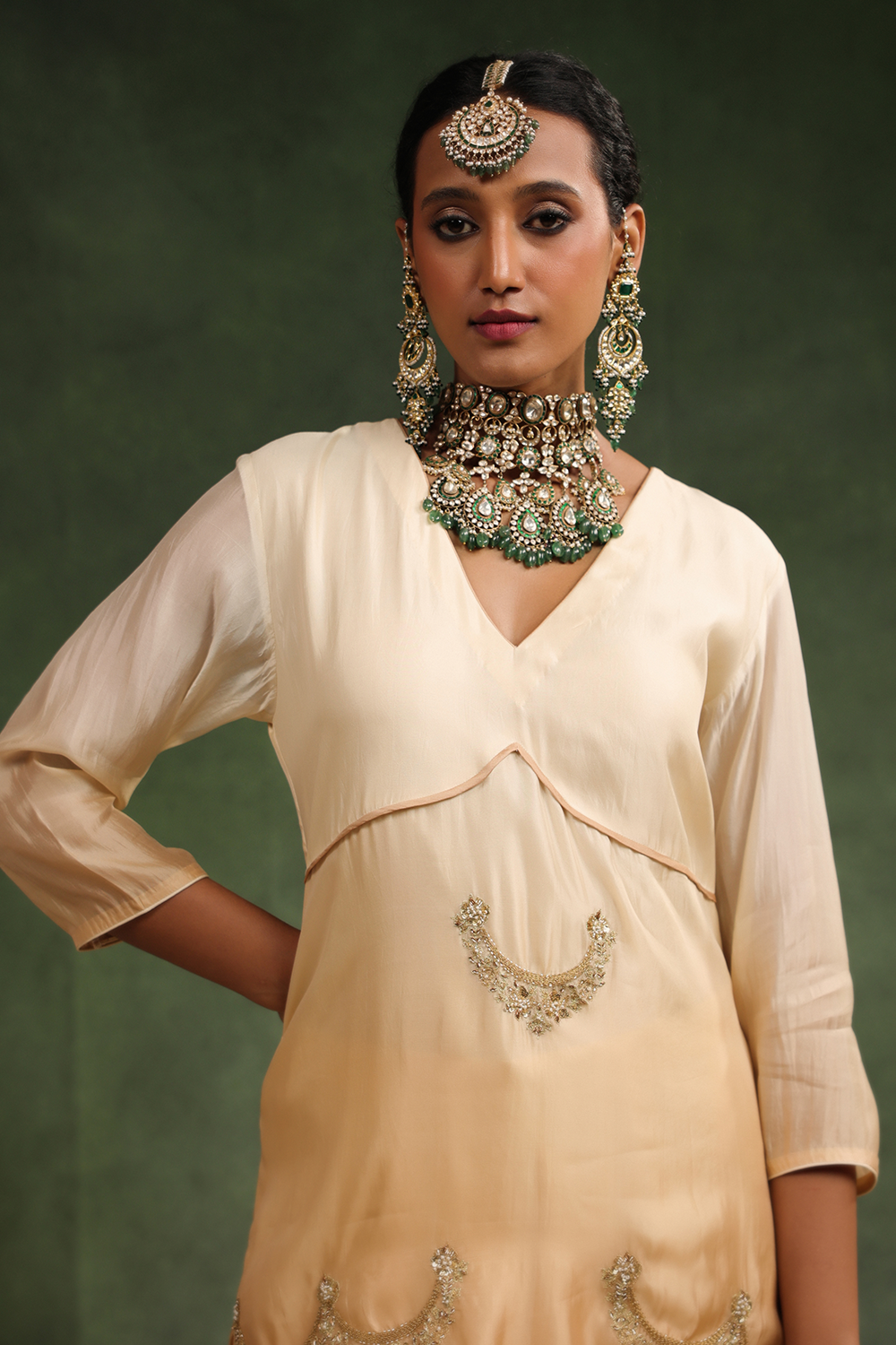 Mehr Beige Ombre Kurta Set