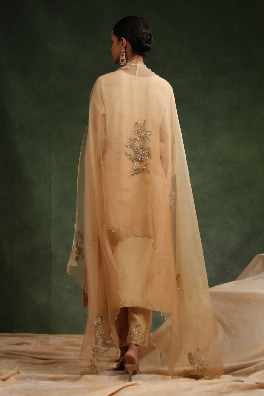 Mehr Beige Ombre Kurta Set