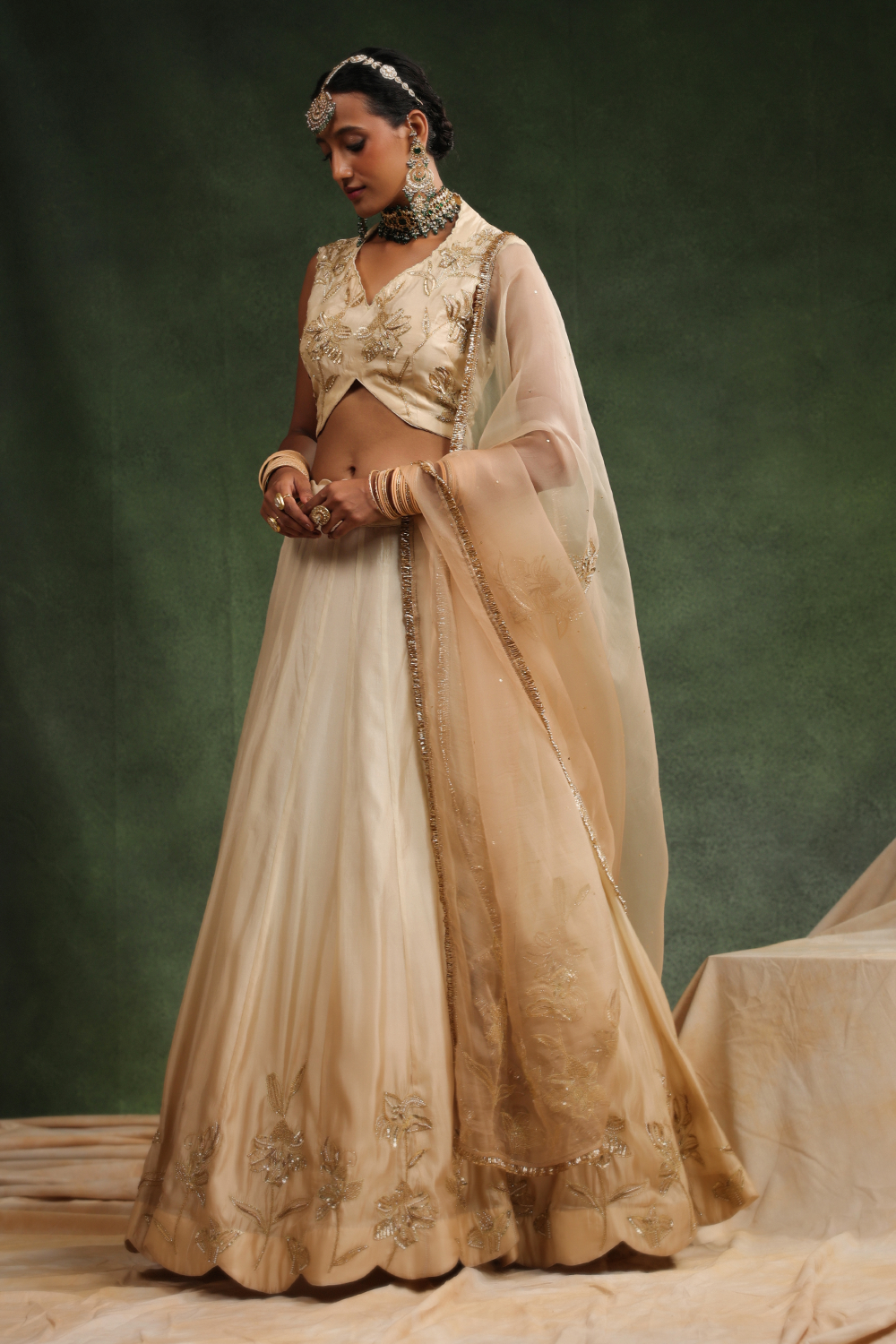 Mull It Over Beige Ombre Lehenga Set