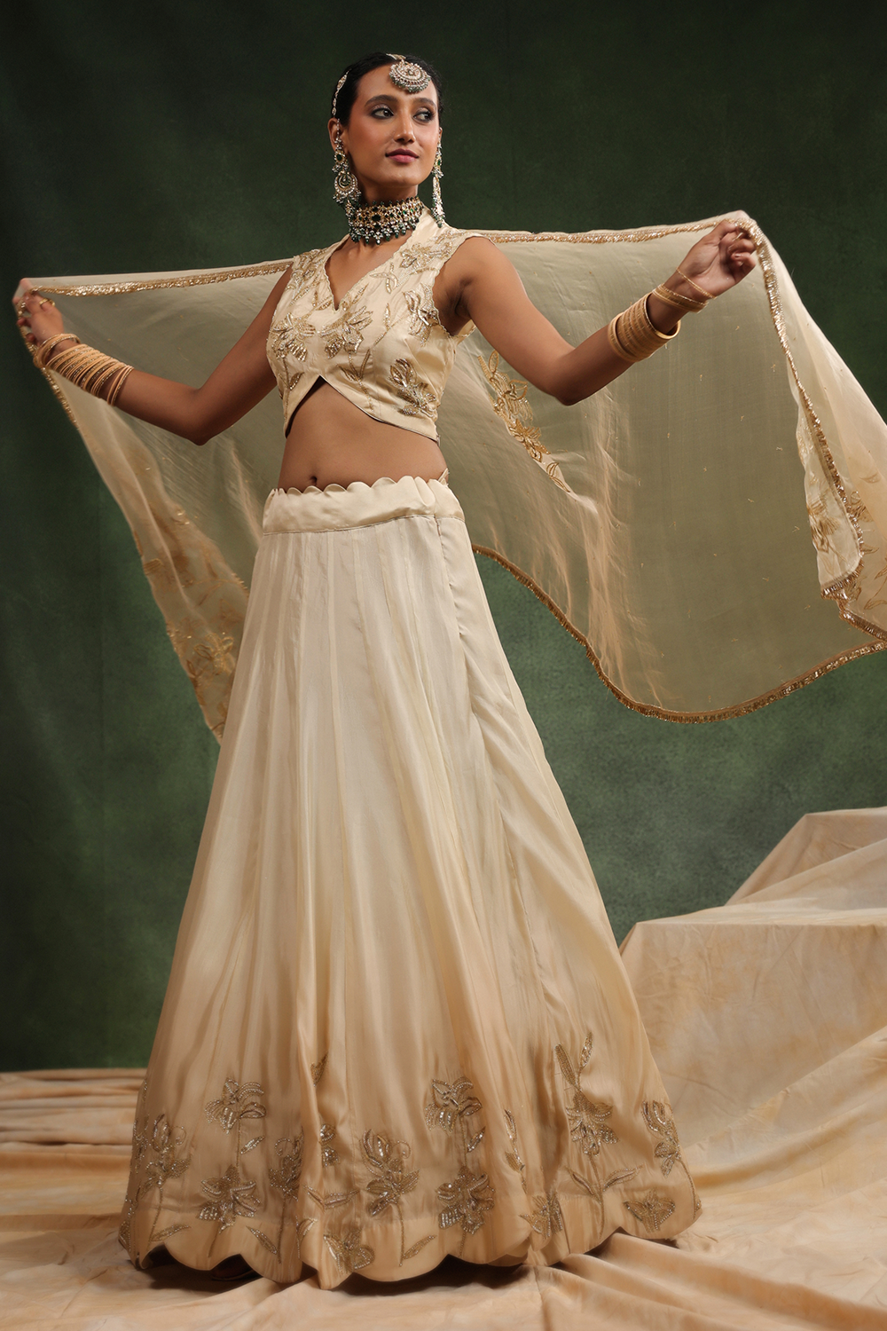 Mull It Over Beige Ombre Lehenga Set