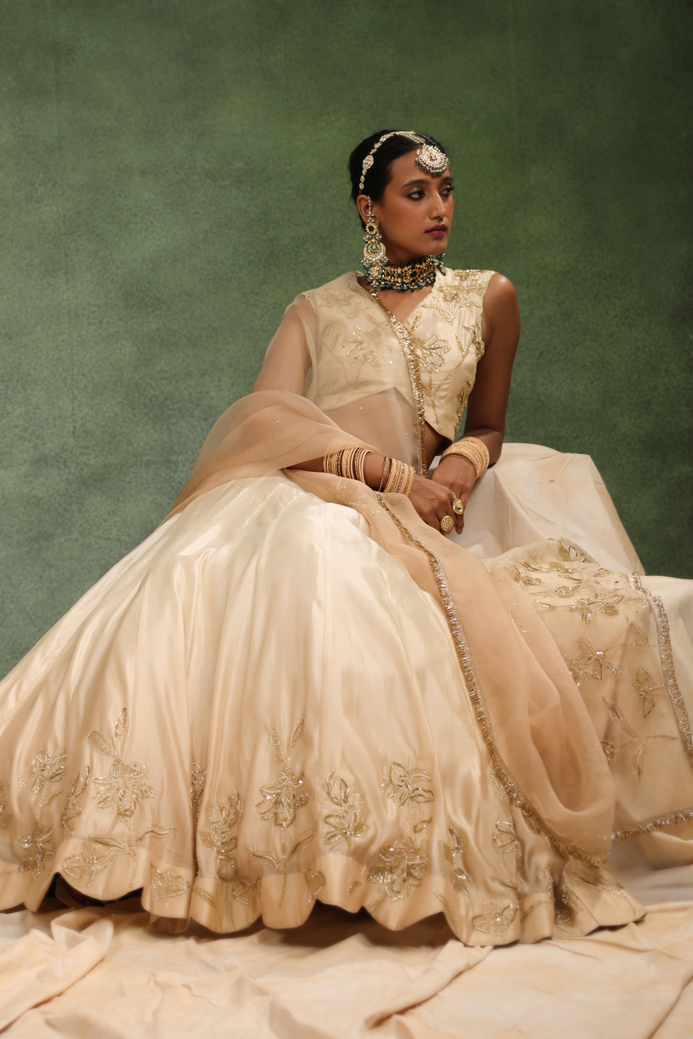 Mull It Over Beige Ombre Lehenga Set