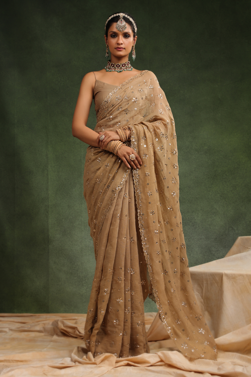 Nutmeg Peachish Brown Sari