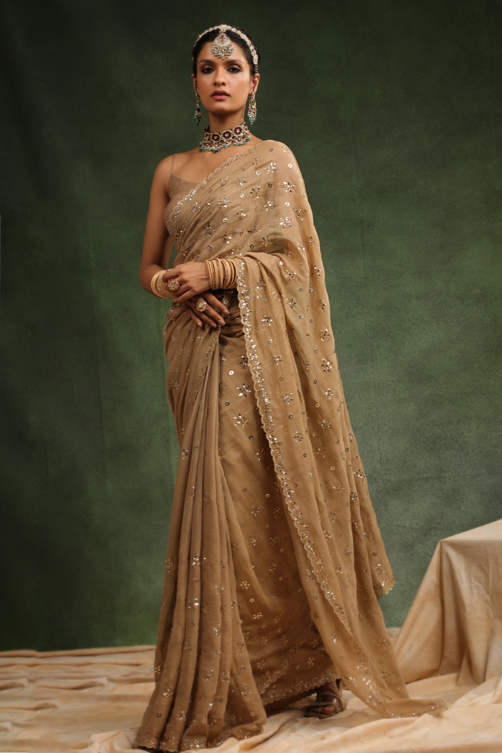 Nutmeg Peachish Brown Sari