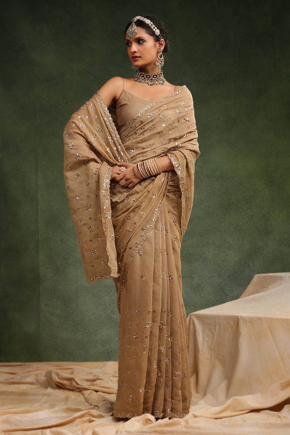 Nutmeg Peachish Brown Sari