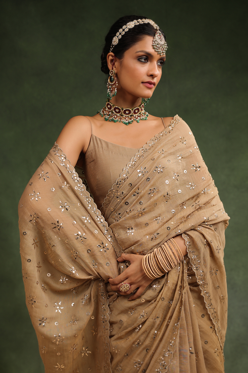 Nutmeg Peachish Brown Sari