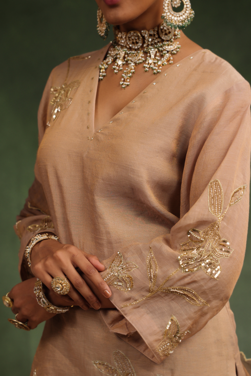 Sweet Cinnamon Peachish Brown Kurta Set
