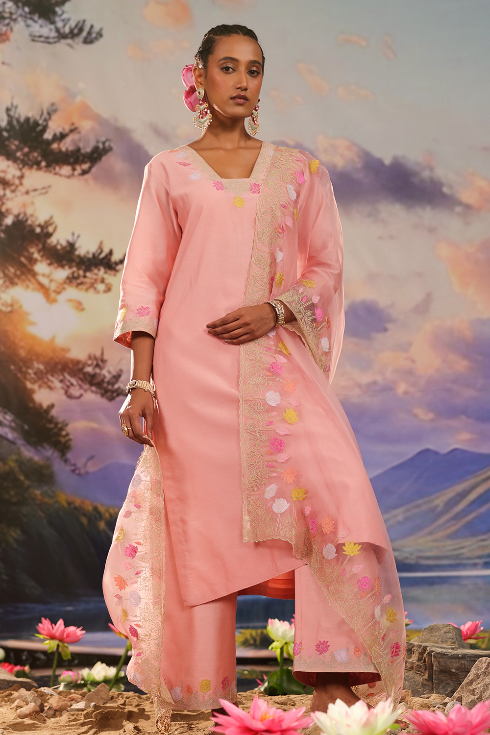 Silk Chanderi Kurta Set