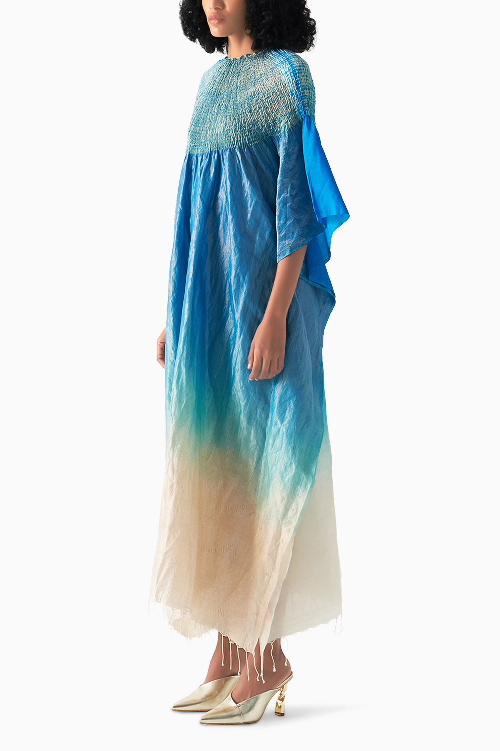 Methyl Blue Metallic Sector Kaftan