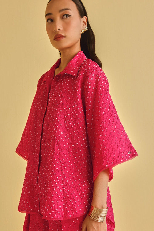 Watermelon Crushed Bandhani Co-ord Set