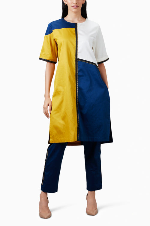 Mustard Blue Block Co-ord Set