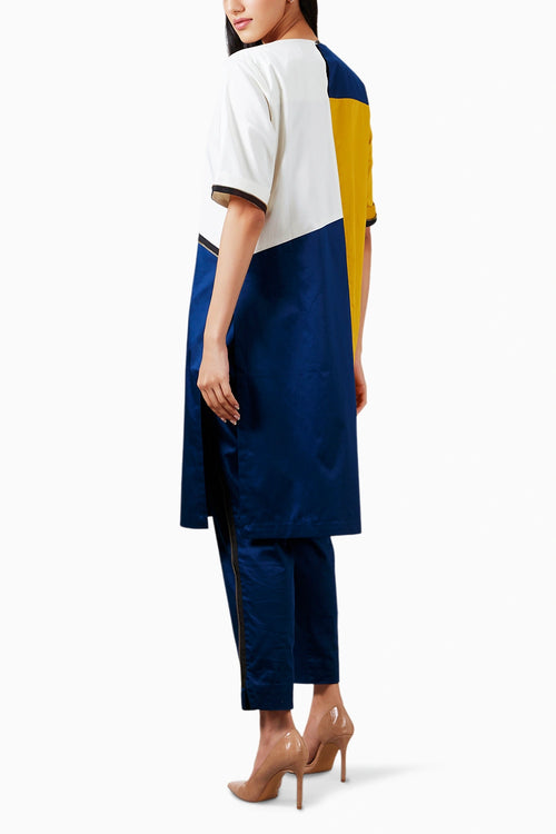 Mustard Blue Block Co-ord Set