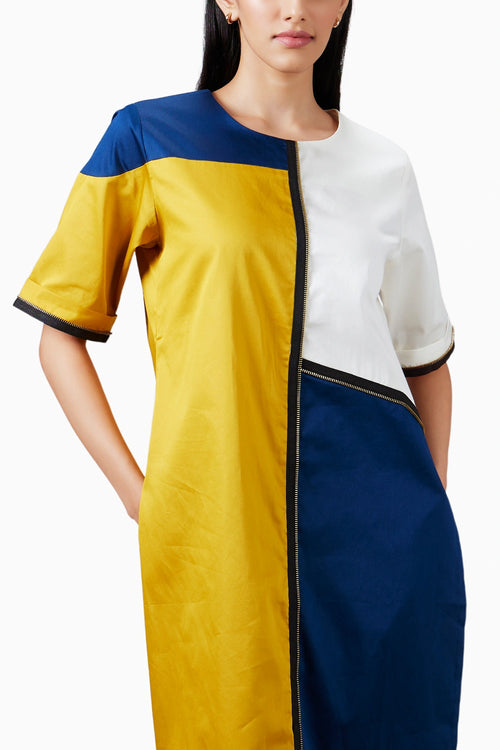 Mustard Blue Block Co-ord Set