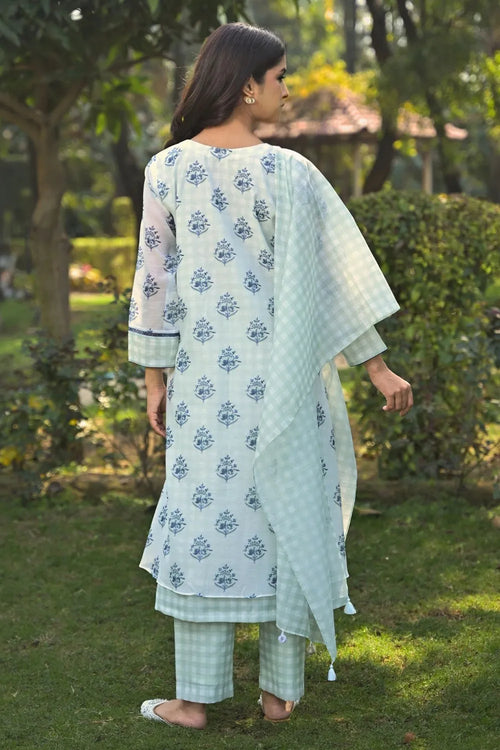 Mint Green Cotton Chanderi Suit