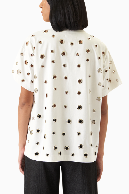 White T-Shirt Bulls with Eyelets
